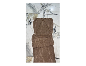 Elegant Nude Strapless Long Dress – Figure Hugging & Classy – Clean Thrift Deal! - 5